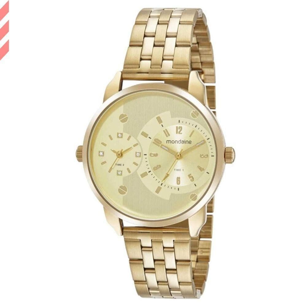 Relogio feminino dourado mondaine 32456lpmvde1