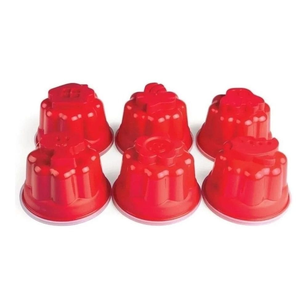 Kit 6 formas potes para gelatina pudim flans tampa
