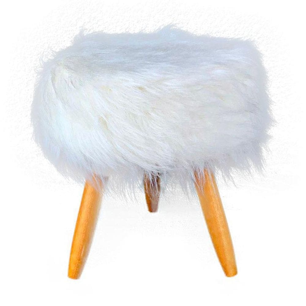 Puff puf banquinho de pelúcia branca para maquiagem luxo