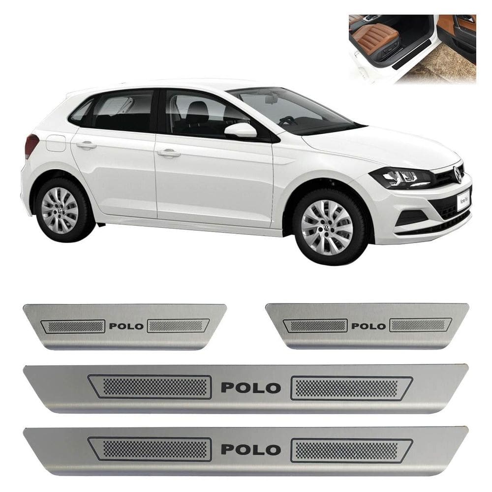 Kit soleira de porta aço inox escovado vw polo