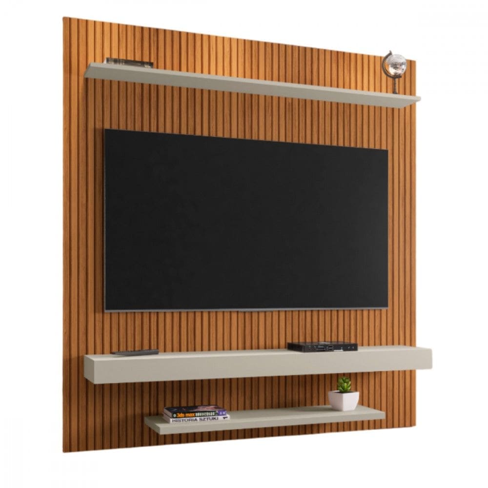 Painel Leme TV até 60 Polegadas Pintura Ripado Naturalle Off White Bechara