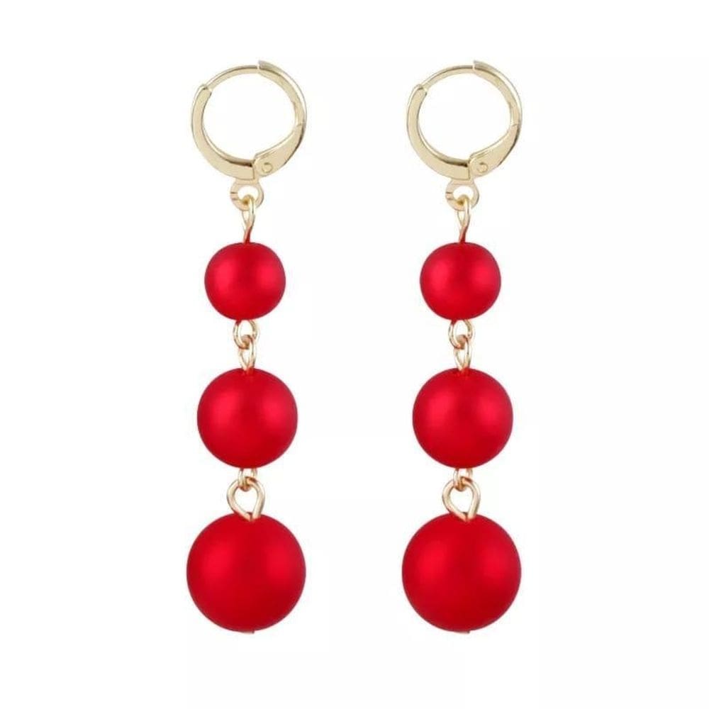 Brincos bolas vermelho com dourado presente de natal