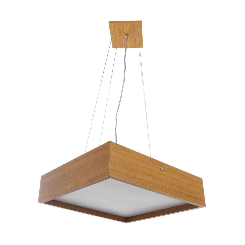Lustre Bonadri Wood Quadrado 30Cm Pendente Madeira Freijó