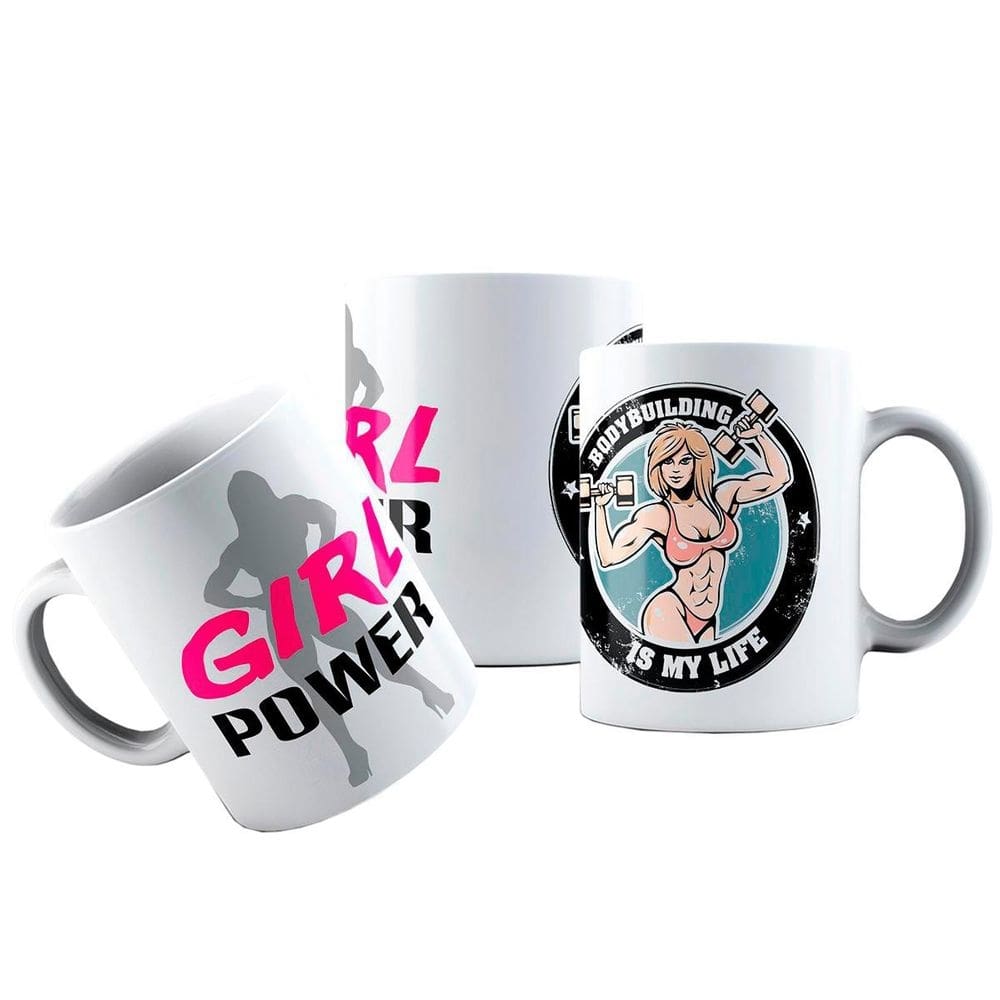 Caneca cerâmica girl power mulheres empoderadas academia