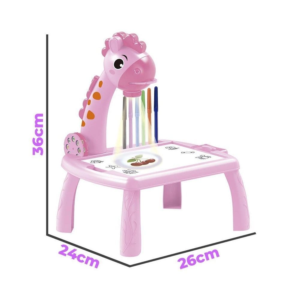 Mesa Lousa Projetora Desenhos Infantil Rosa Castela Brasil