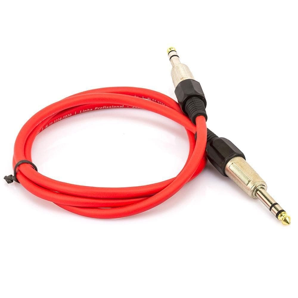Cabo p10 estereo profissional - vermelho 40 mt