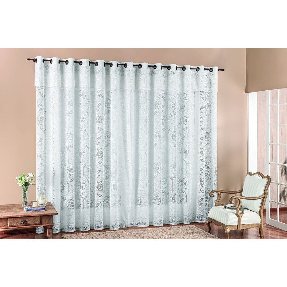 Cortina Luna em Renda para Varão 4M Branco
