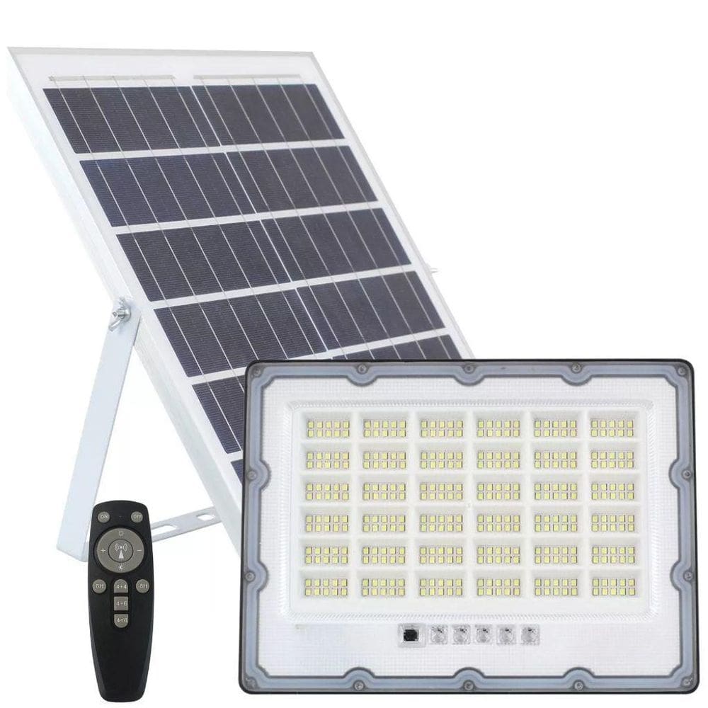 Refletor Solar Led 400W Placa Bateria Bivolt Luz Branco Frio