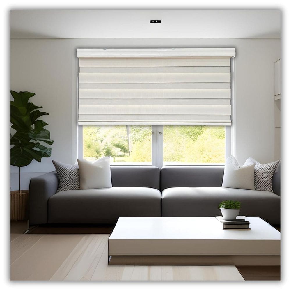 Persiana rolo double vision zebra bege 160 l x 220 a cortina