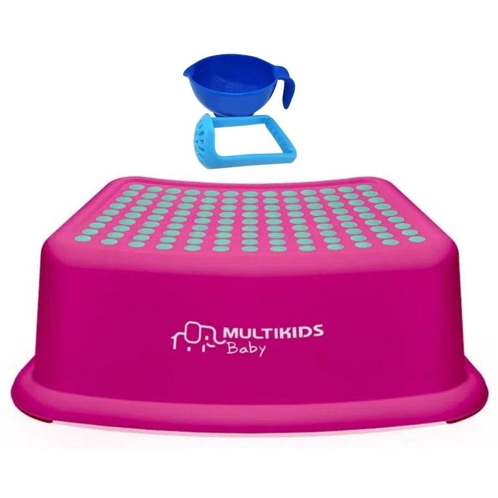 Kit degrau infantil antiderrapante rosa até 80kg trapézio e