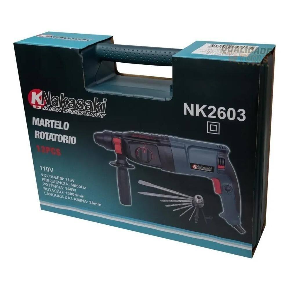 Martelete rotatório 220v 960w nakasaki 12 peças