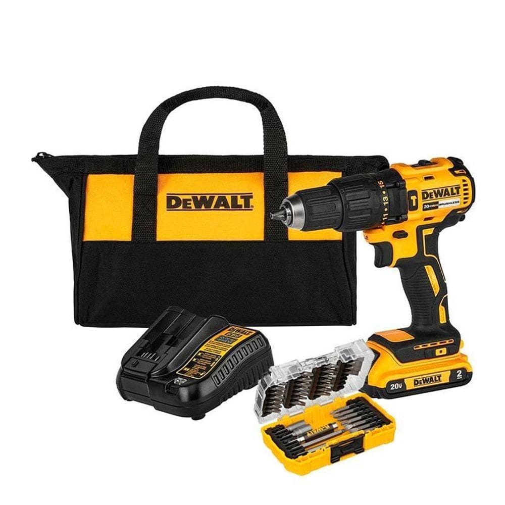 Parafusadeira / furadeira impacto 1/2 bateria 20v dewalt dcd7781d1-br + jogo bits 37 pc dewalt dw2163