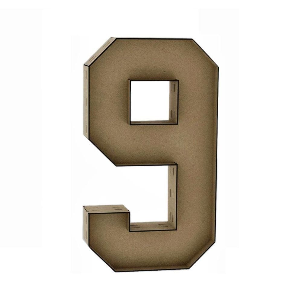Número 9 letra caixa grande mdf 60cm de altura decoração