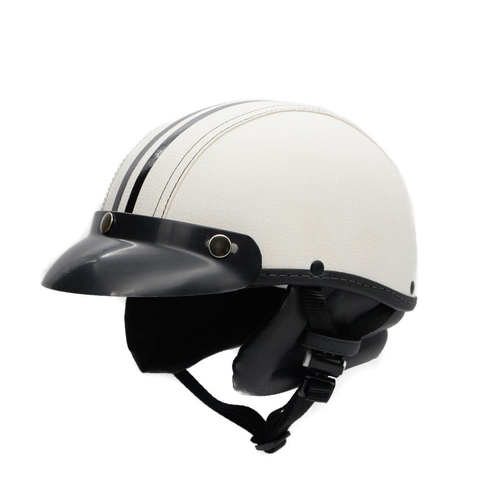 Capacete coquinho scooter moto elétrica bike couro branco