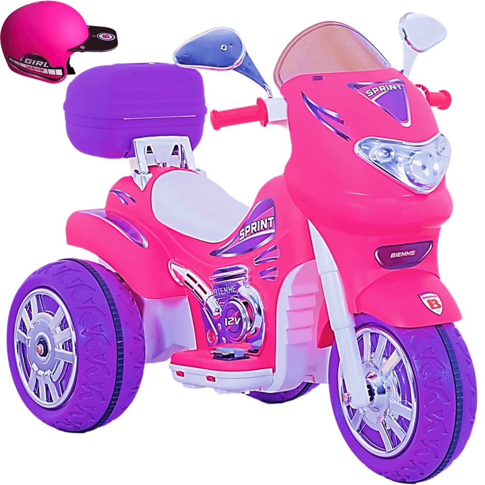 Moto Eletrica Infantil Biemme Sprint Turbo Power 12V Pink