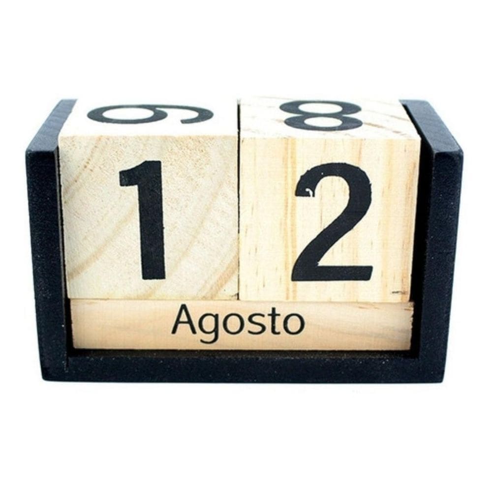 Calendário permanente madeira data dado numérico estiloso