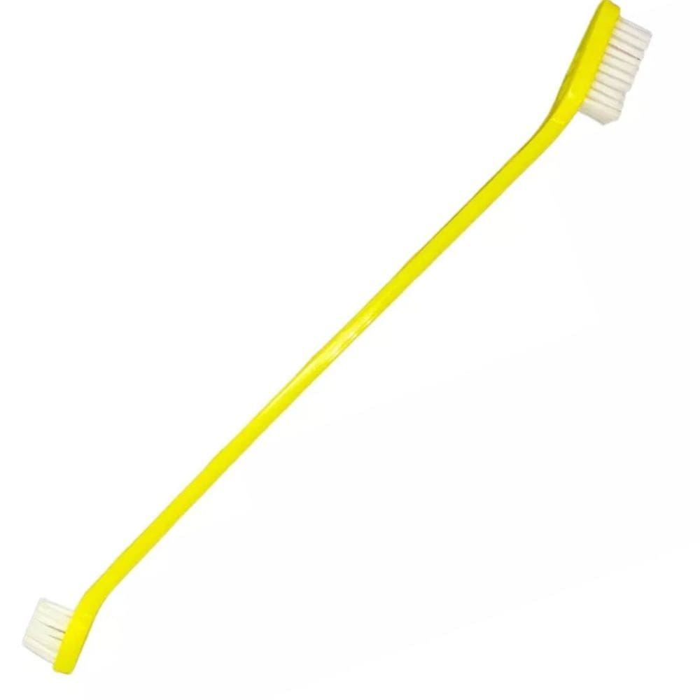 Escova de Dente Pet Dupla Cães e Gatos Amarela Western
