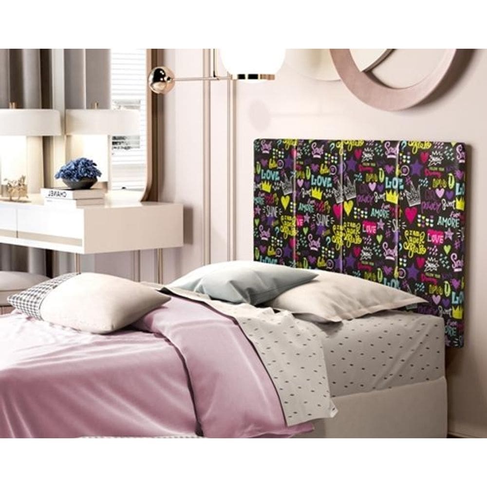 Painel cabeceira box 0,90 infantil cor love smile comprar