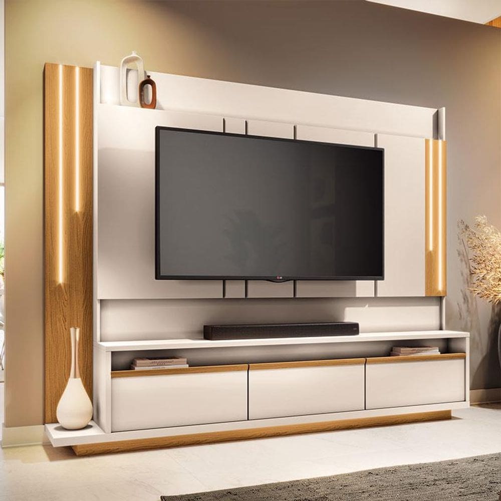 Estante Home Theater Ambiente Montane Off White Cinamomo - HB Móveis