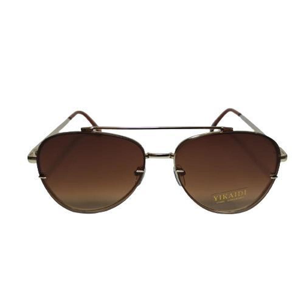 Oculos solar unissex aviador haste metal dourado/marron