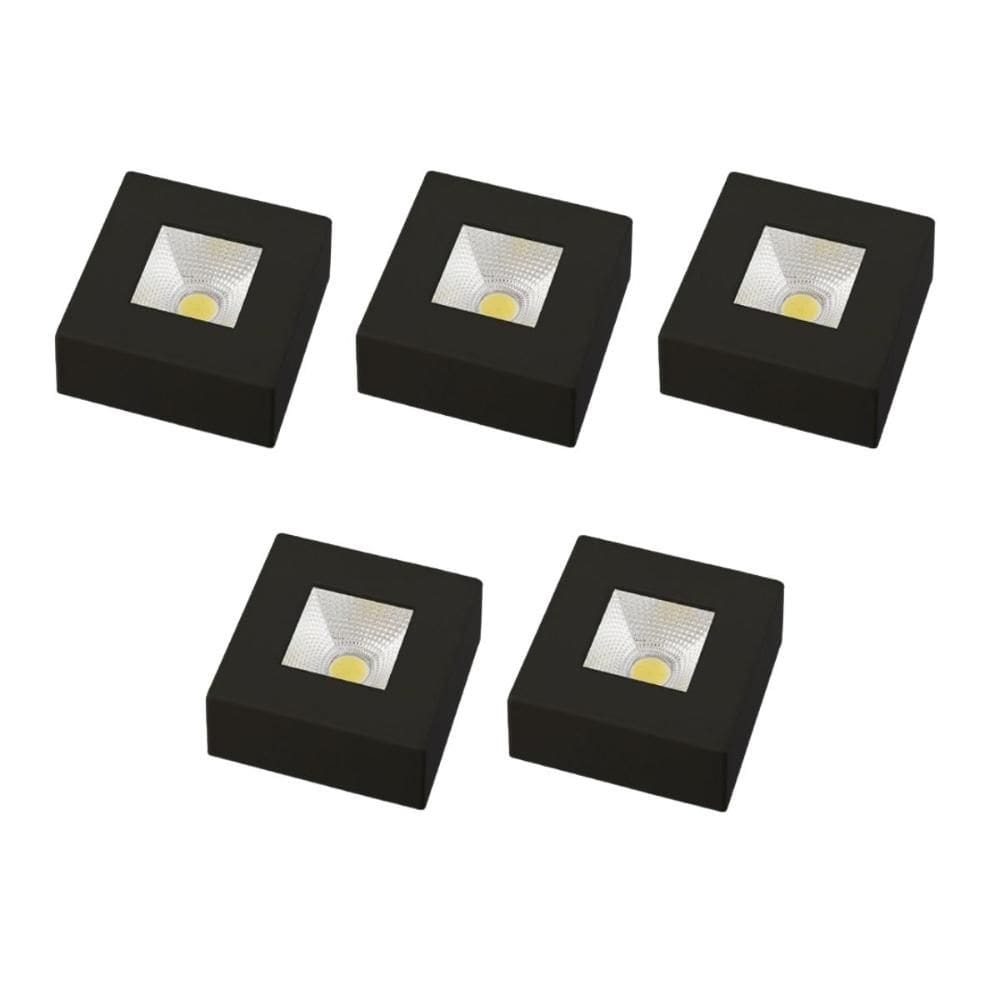 Spot Led Sobrepor Authentic Avant 5W Preto 6500K 5 Unidades