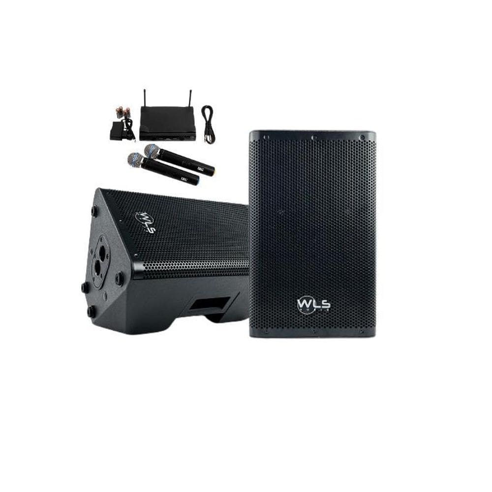Caixa ativa wls z12 500w rms usb bluetooth + 2 mic s/ fio