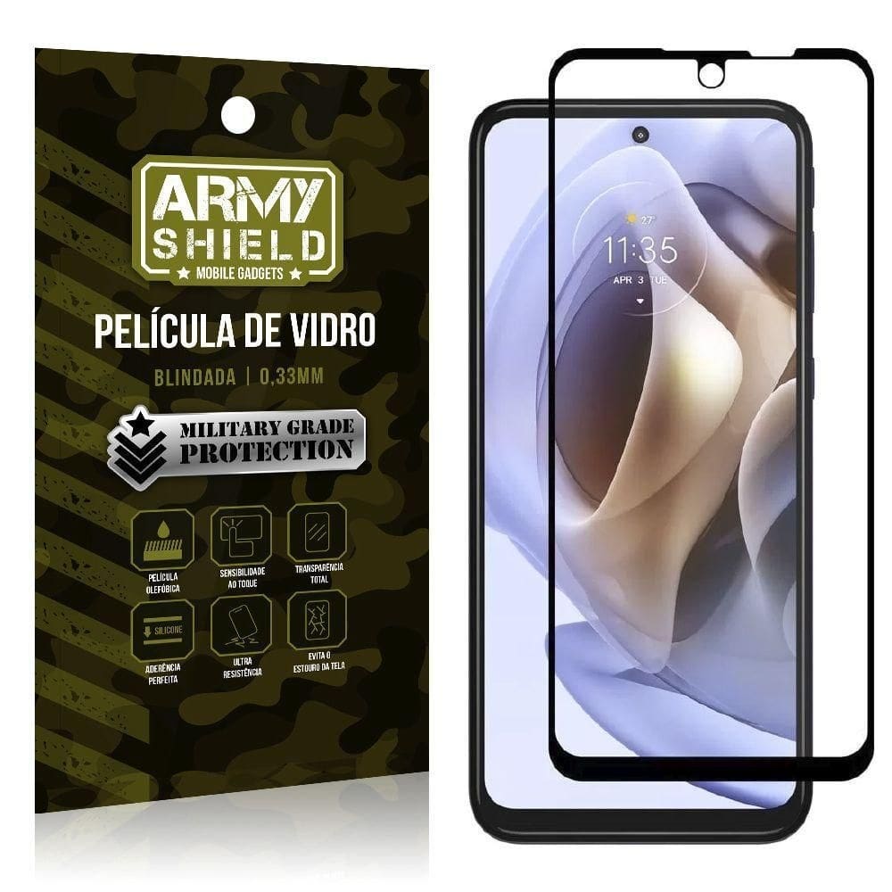 Película blindada 3d moto g31 fácil aplicação armyshield