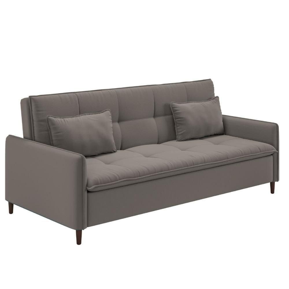 Sofá Cama Reclinável 3 Lugares E Almofadas Inclusas Multimóveis Cr45239 Bege Bege
