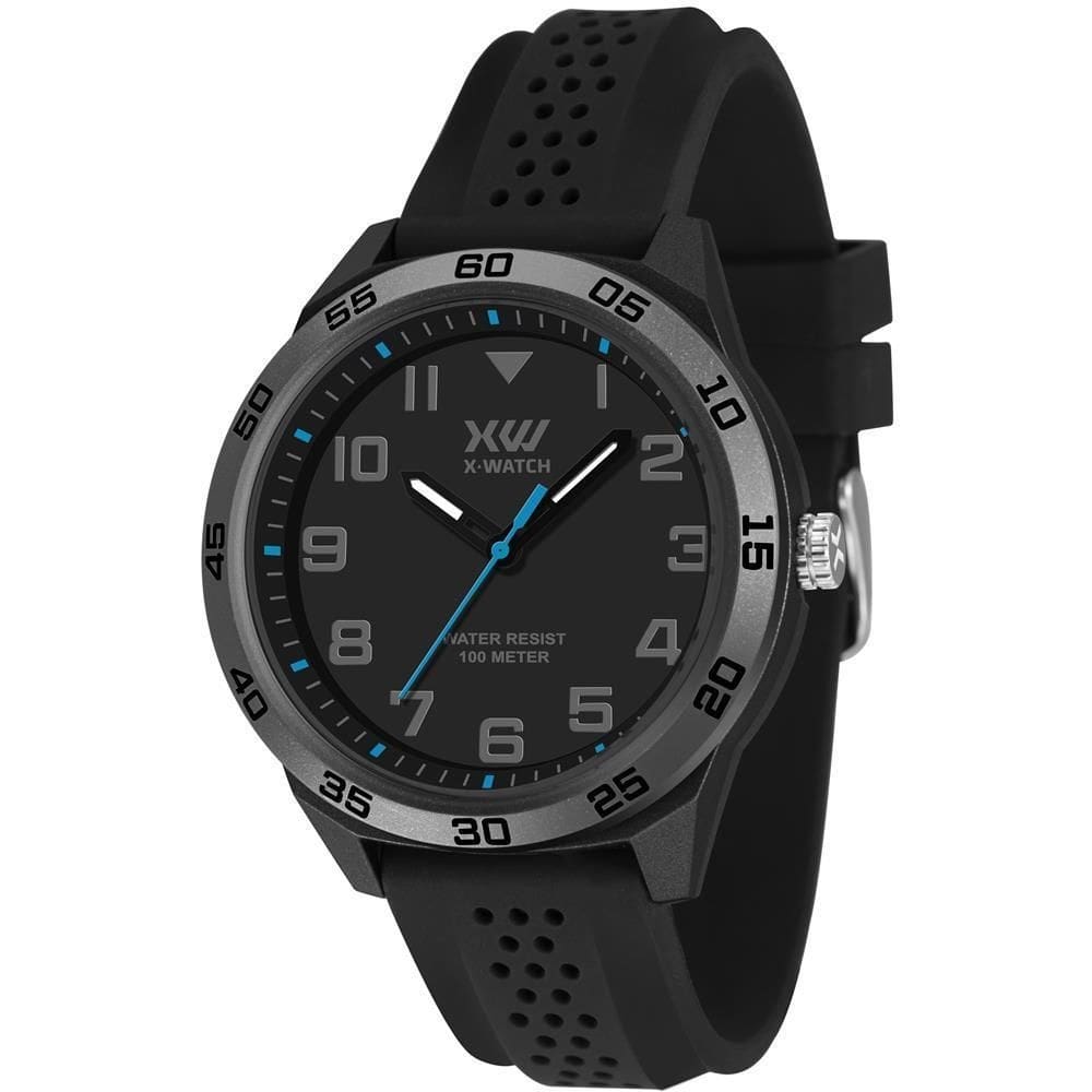 Relógio x-watch masculino 48mm - resist. 100m - preto/cinza