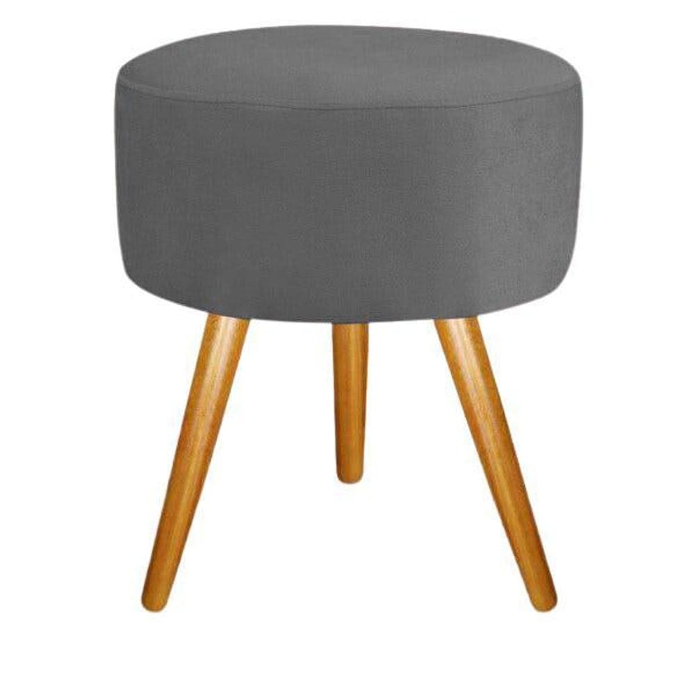 Puff banqueta para sala cinza pé palito 50 cm altura
