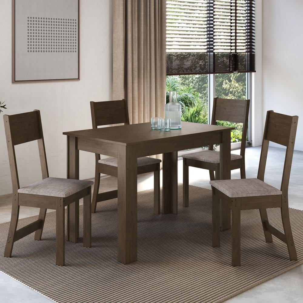 Conjunto Sala de Jantar 1 Mesa 4 Cadeiras Versalhes Noce