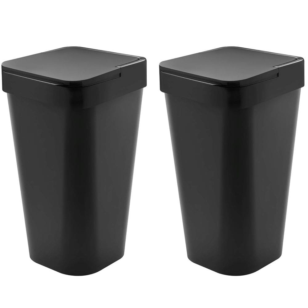 Kit 2 Lixeira Izzy 15 Litros Cesto de Lixo Para Banheiro Cozinha Escritório Preto - Ou