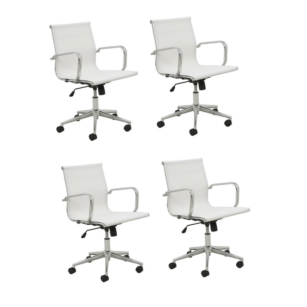 Kit 4 Cadeiras de Escritório Diretor Office Sevilha Tela Rivatti Branco
