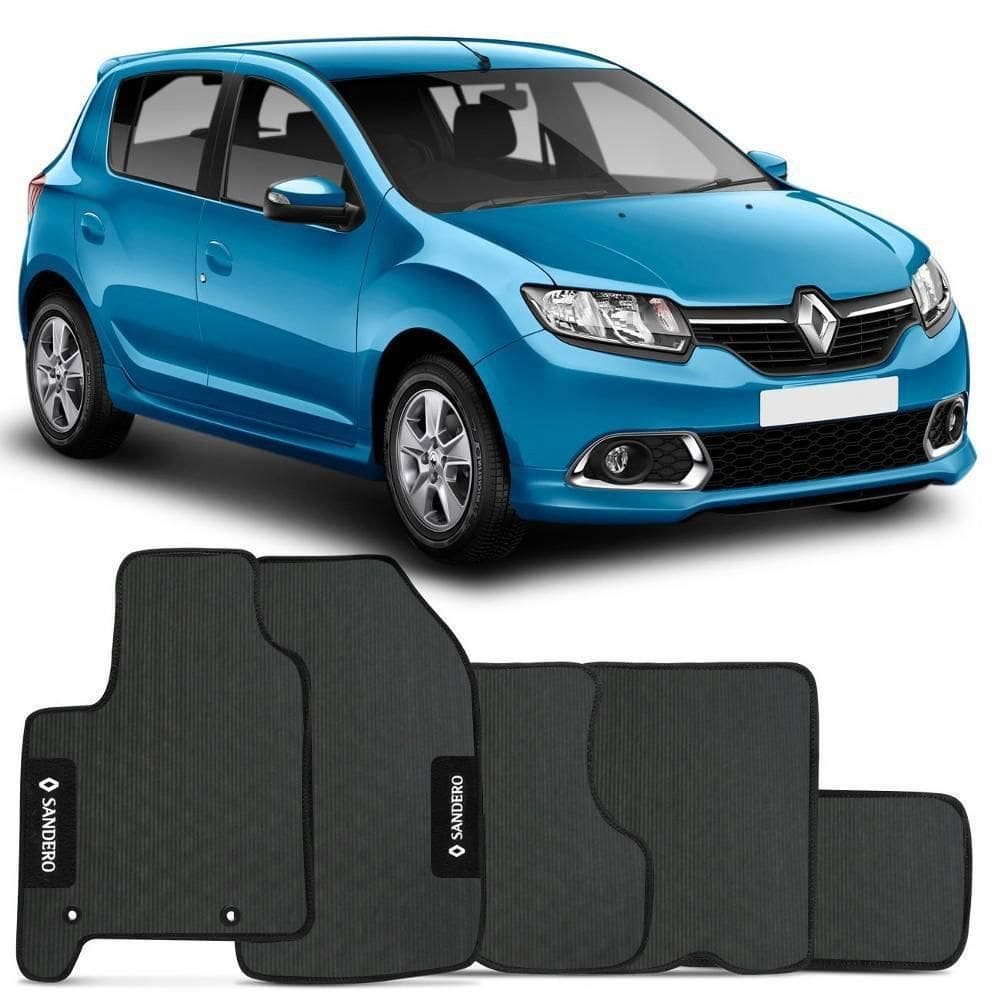 Tapete automotivo sandero - borracha pvc bordado linha black
