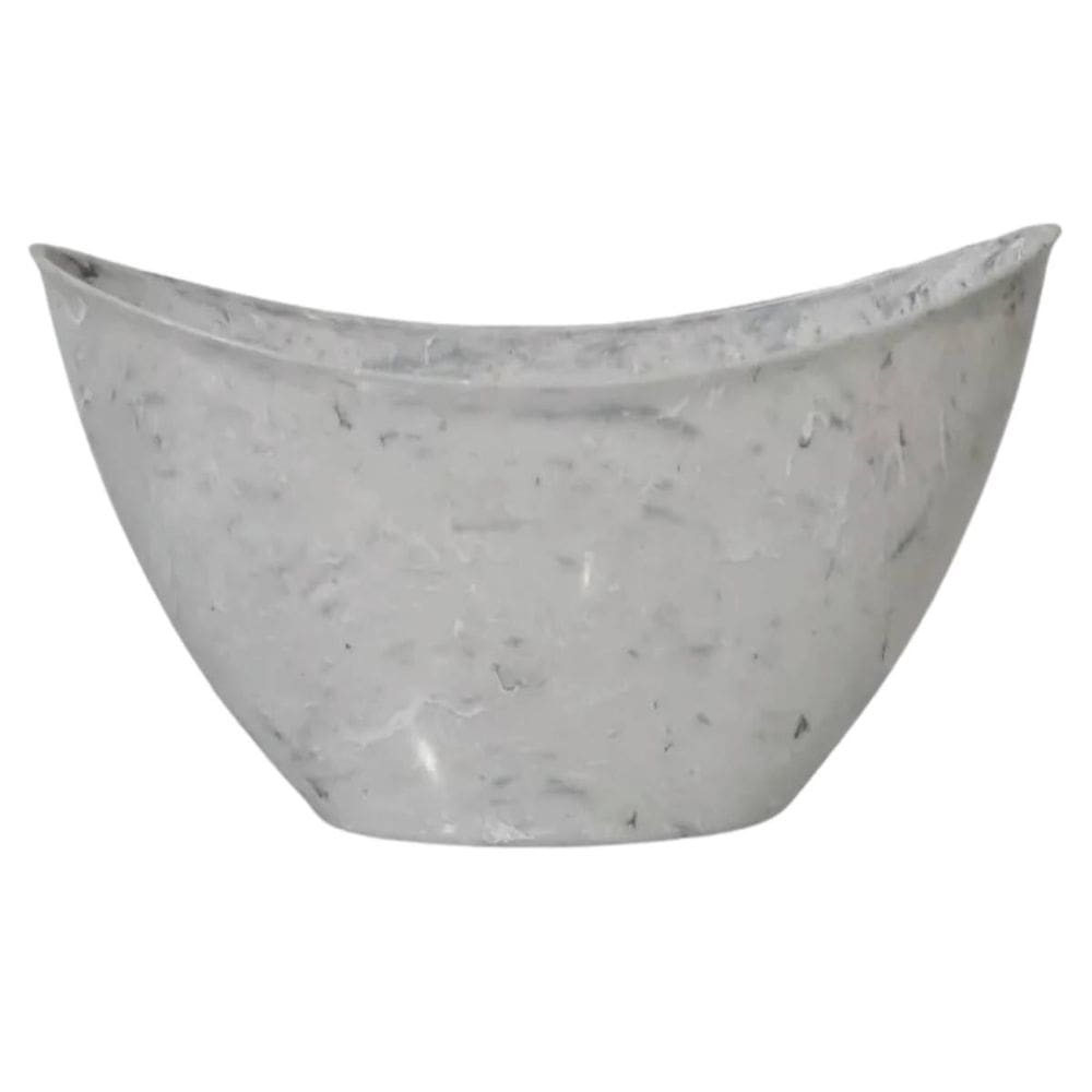 Vaso Canoa Stone P (600ML) Branco Marmorizado INJEPLASTEC