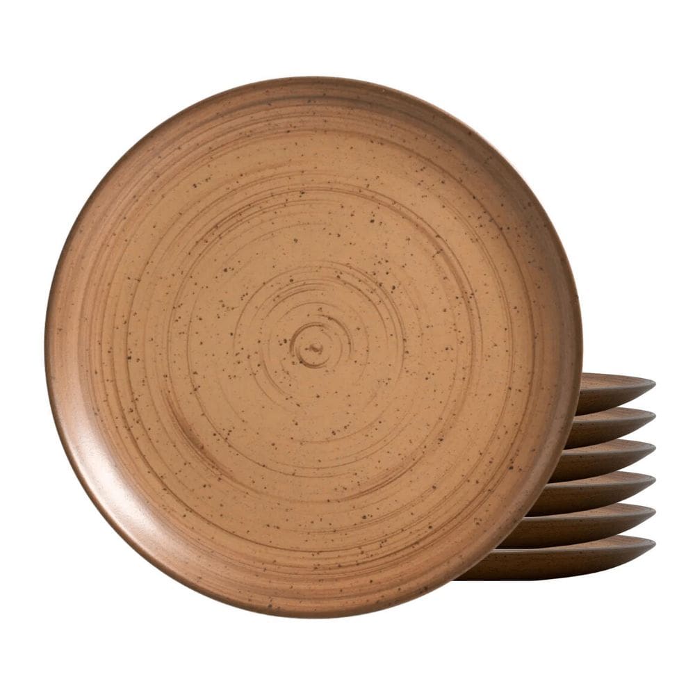 Jogo De Pratos Sobremesa Cerâmica 6 Peças 20Cm Kya Terracota