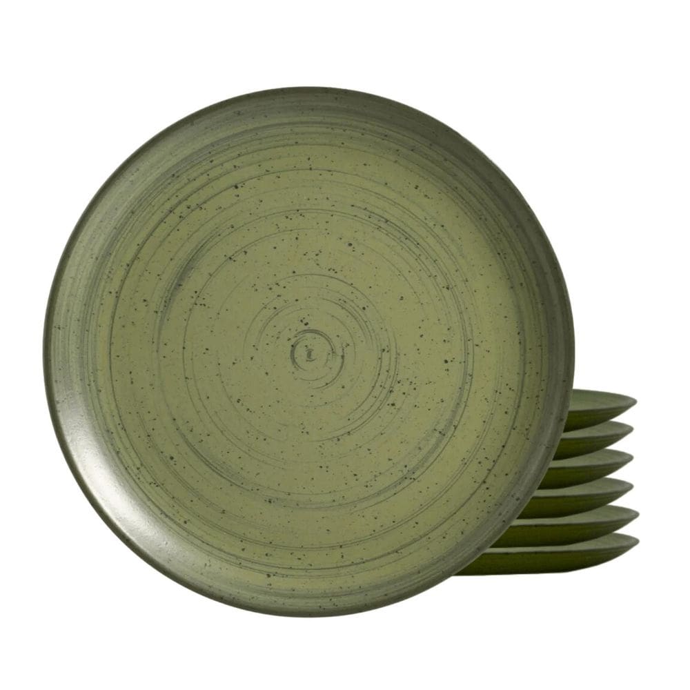 Jogo 6 Pratos De Sobremesa Cerâmica 20Cm Kya Olive Alleanza
