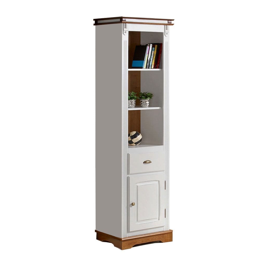 Torre Manchester 01 Porta 01 Gaveta 02 Prateleiras 2035 Linz Móveis - Off White/Imbuia Glazer