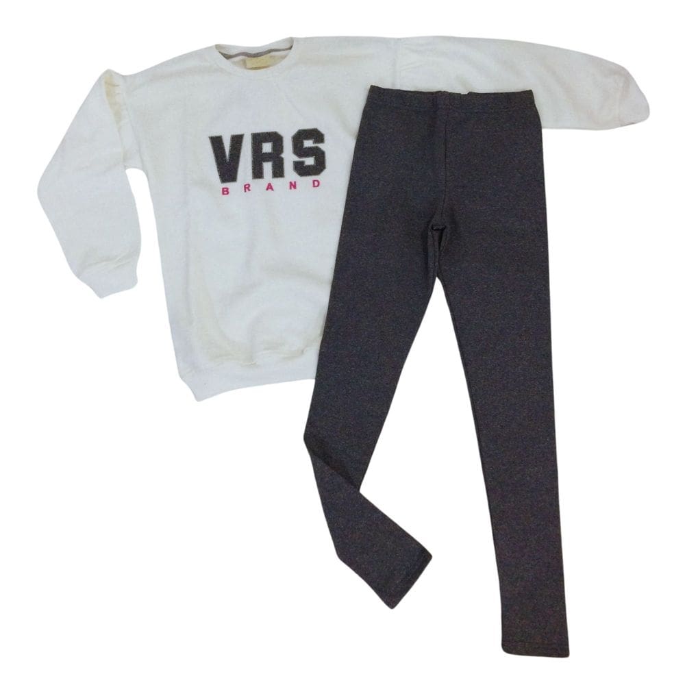 Conjunto moleton fem infantil Vrasalon cru/cinza