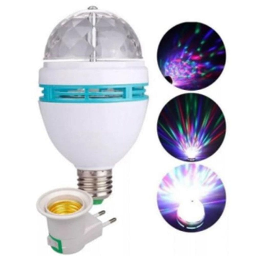 Luz led globo rotativa rgb festa neon lâmpada giratória