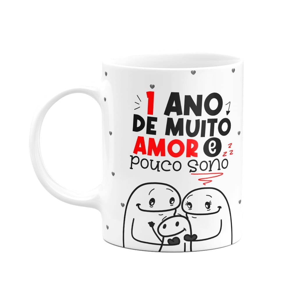 Caneca Flork Namorados - 1 ano de muito amor e pouco sono