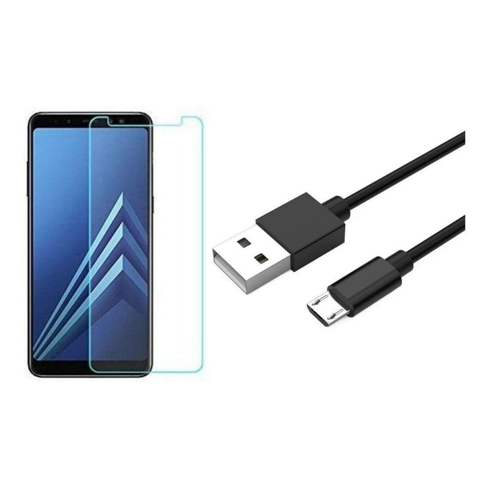 Cabo carregador micro usb turbo + pelicula samsung j8