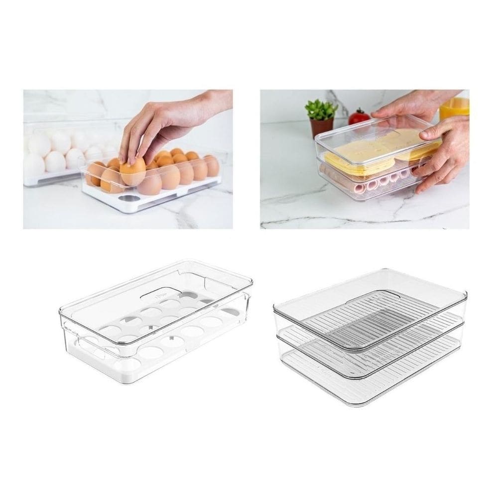 Kit Organização Geladeira Porta Ovos E Porta Frios Duplo