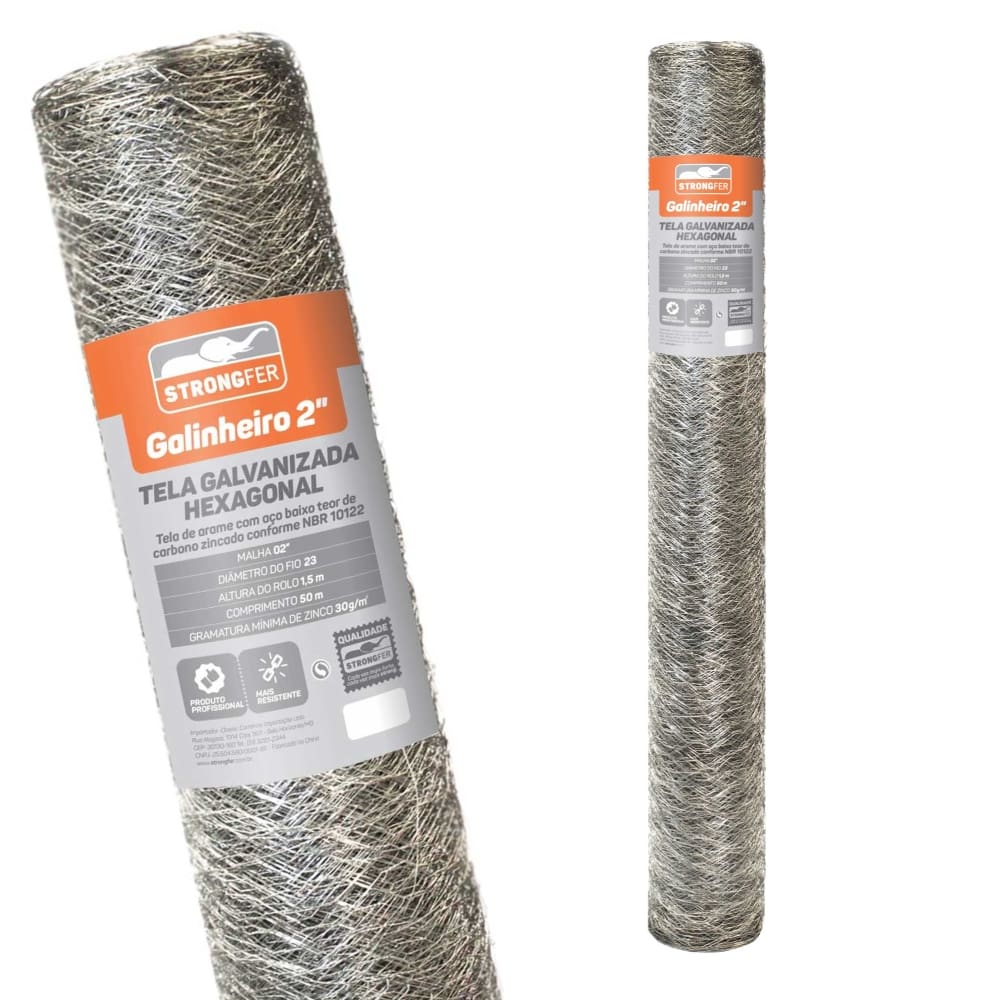 Tela Hexagonal Galinheiro Galv. 2\" Fio 23 1,80x50m Rino Agro