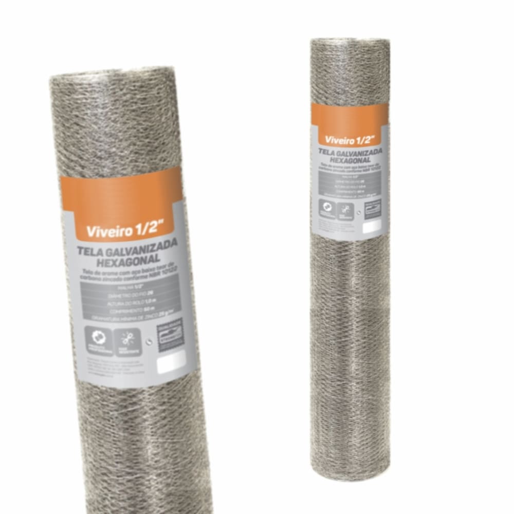 Tela Hexagonal Viveiro Galv. 1/2" Fio 26 1,00x50m Rino Agro