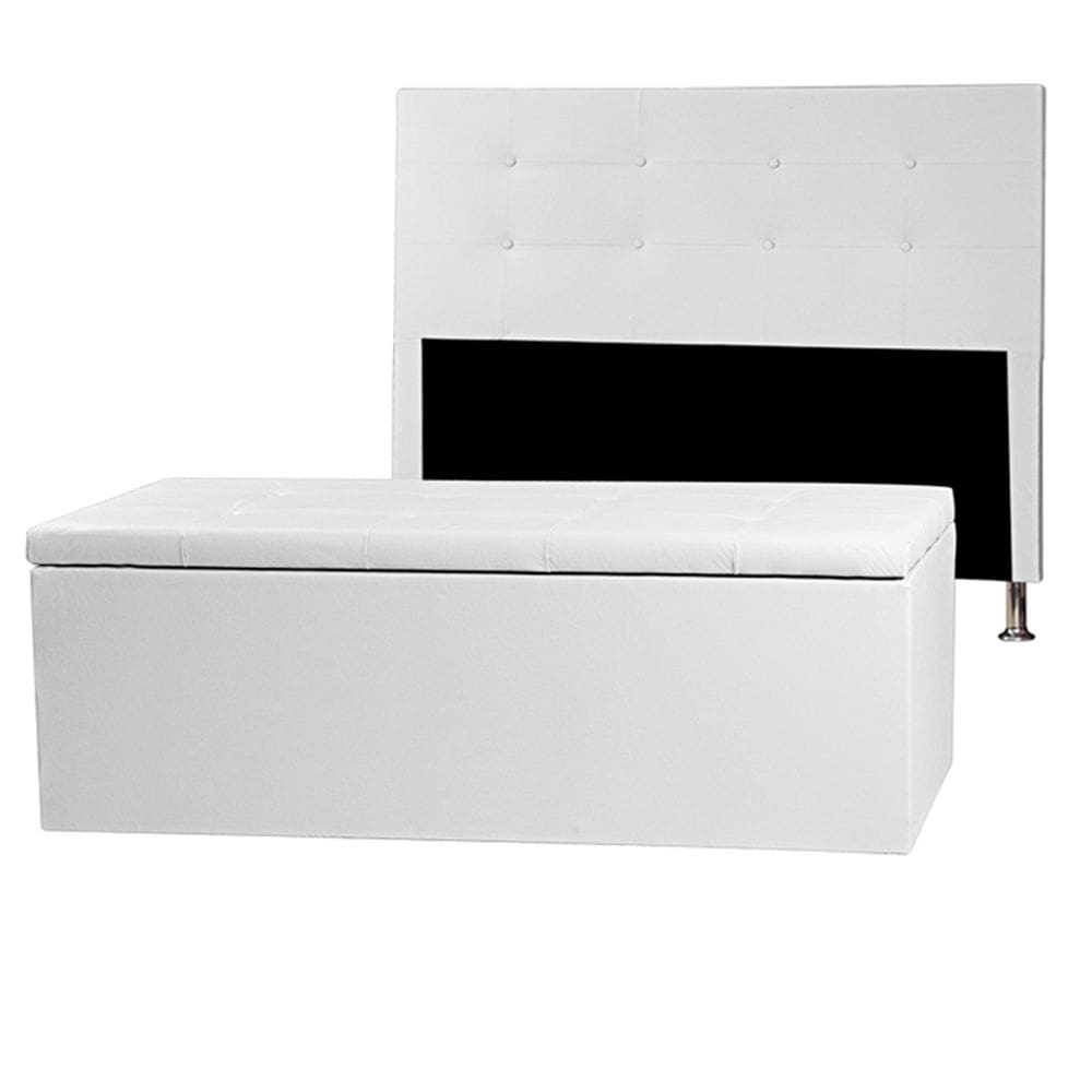 Kit Cabeceira e Calçadeira Baú Queen 1,60m Berlim Corano - Pallazio