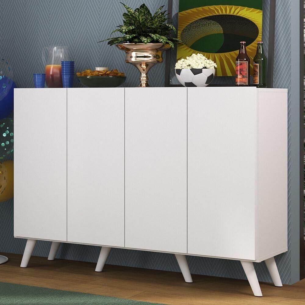 Aparador Buffet 4 Portas Retrô Alemanha Br3556 Branco
