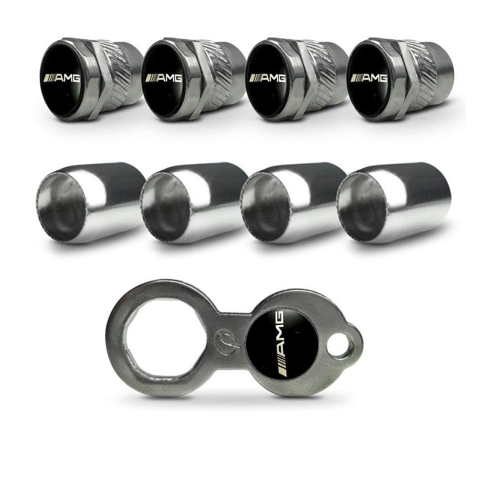 Tampa bico valvula pneu roda inox cromado antifurto amg