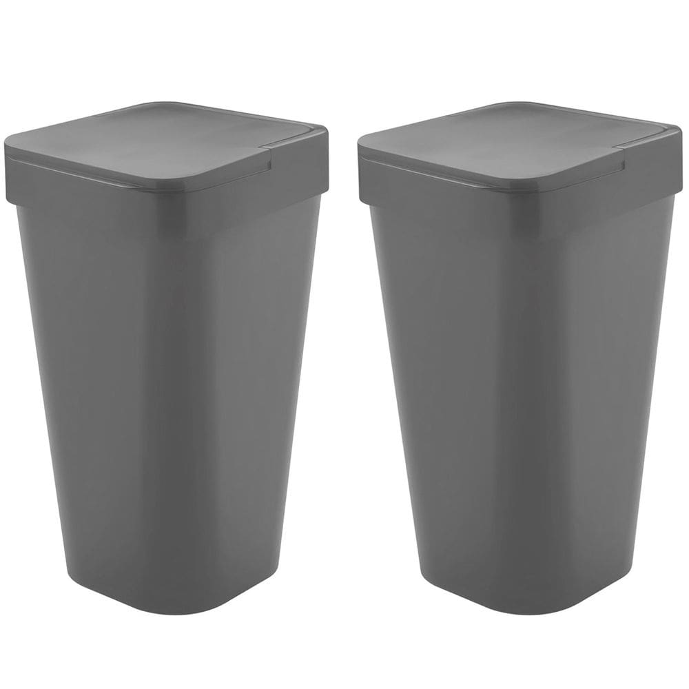 Kit 2 Lixeira Izzy 15 Litros Cesto de Lixo Para Banheiro Cozinha Escritório Cinza Escuro - Ou