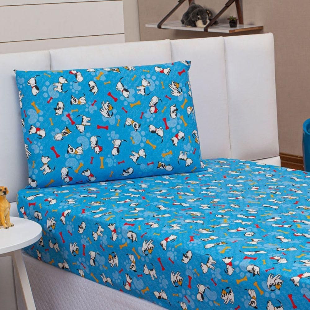 Jogo de cama lençol kids solteiro pets 2 peças